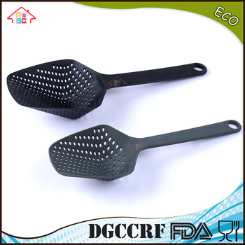 NBRSC Black Large Nylon Scoop Colander Pasta Heat Resistant Strainer Dishwasher Safe kitchen utensil