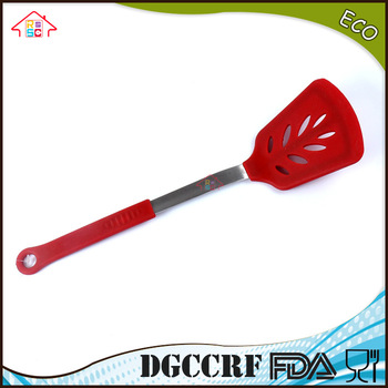 NBRSC FDA Heat Resistance Silicone Slotted Shovel spatula turner spade new leaf shaped with stainless steel core