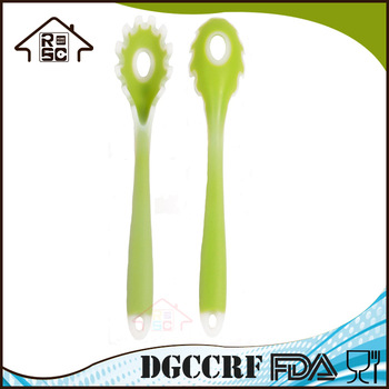 NBRSC Kitchen Utensil Tool 11-Inch Silicone Spaghetti Spoon Pasta Server Fork with Hanging Hole