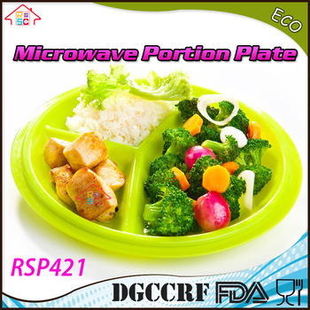 Microwave Portion Control Plates pack 2-pieces 3-Section meal prep 3-compartment Diet Plate with Leak-Proof Lids