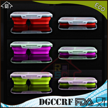 NBRSC 2-Compartment Silicone lunch Box Food Container Collapsible bento Box