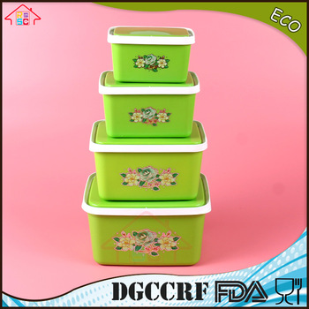 NBRSC 4pcs plastic food container set double layers stackable food storage box