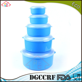 NBRSC 5 Pcs plastic round food container set nested packing set with handle