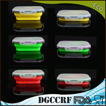 NBRSC Collapsible Silicone Bento Lunch Box, high temperature food container,foldable lunch box