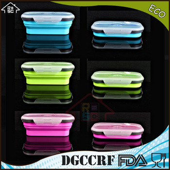 NBRSC Collapsible Silicone Lunch Box microwave Food Container snap airtight silicone food box