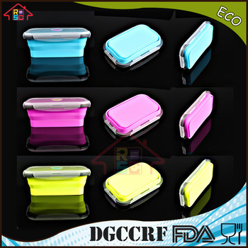 NBRSC Collapsible Silicone children Lunch Box airtight kids food box bento with snap type