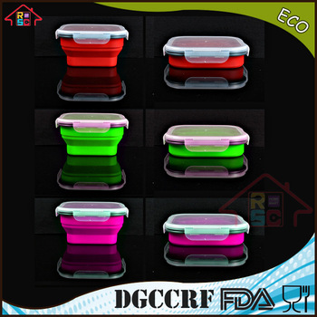 NBRSC Compressible Silicone Lunch Box microwave Food Container snap airtight silicone food box