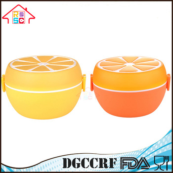NBRSC Lemon Shaped 2 Layers Round Microwave Bento Lunch Box Kids Picnic Food Plastic Container