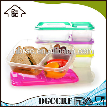 NBRSC Meal prep food containers 3 compartment stackable lunch box section bento box with Lids Durable Reusable