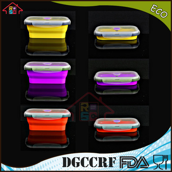 NBRSC Mircrowave airtight Collapsible Silicone children Lunch Box kids food box bento with snap type