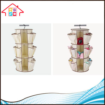 NBRSC Multi-functional 360 Degree Carousel Organizer 3-tier Spinning Closet Organizer Shoe Storage Bag