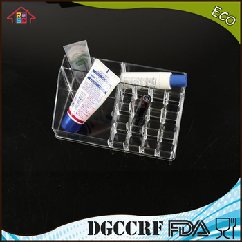 NBRSC QC Staffs Ensure Transparent Plastic Trapezoid Makeup Display Stand Lipstick Case Cosmetic Organizer