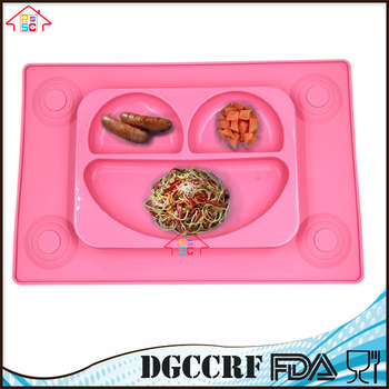 NBRSC Silicone Kids Plates Baby Food Mat Silicone Suction Placemat Happy Face Feeding Plate for Toddlers