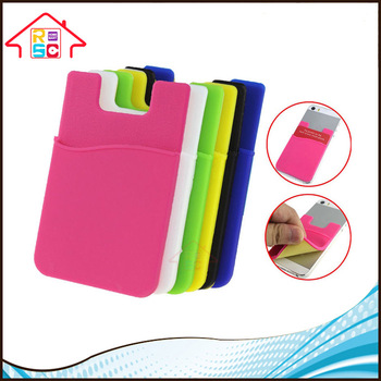 NBRSC Silicone Smart Wallet Mobile Cell Phone Credit Adhesive Card Holder 3m Sticker Pouch for Phones