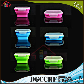 NBRSC foldable Silicone Lunch Box airtight food box bento with snap type
