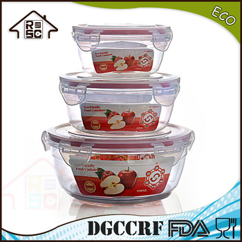 NBRSC plastic airtight food container snap close click type round shape food storage box