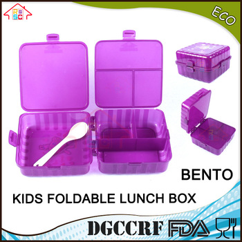 NBRSC plastic foldable kids lunch box compartment snack food container child bento