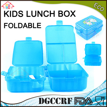 NBRSC plastic rectangle foldable kids lunch box compartment snack food container child bento