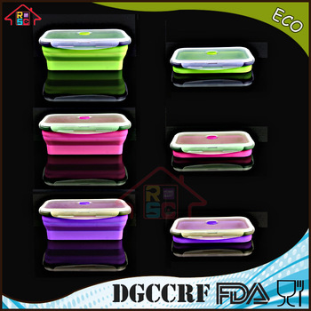 NBRSC silicone rubber folding airtight lunch box with snap style