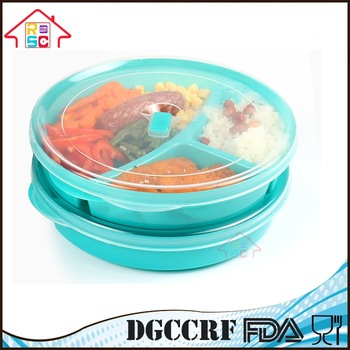Plastic 3-compartment Microwave Lunch Box Reusable Food Storage Contatiner