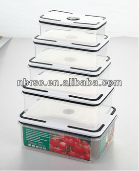 5 Pc Vacuum Square plastic food storage container
