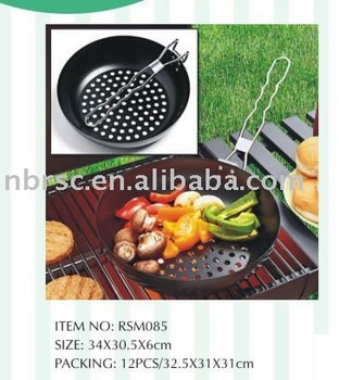 MESH BBQ GRILL METAL PAN IN NONSTICK BLACK RSM085