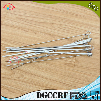 NBRSC BBQ Barbecue Skewers Needle Utensil Fork stainless steel Kebab Kabob Skewers, 39cm Ring-Tip Handle