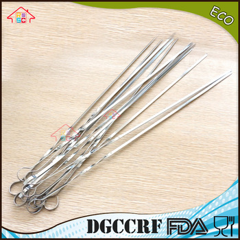 NBRSC Best of Barbecue stick Stainless Steel needle Grilling Kabob Skewers (Set of 10) Durable, Reusable