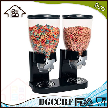 NBRSC Double Cereal Dispenser Dry Food Storage Container Dispense Machine White Black Red