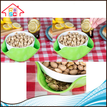 NBRSC Double Dish Serving Bowl Pistachio Shell Storage Snack Dish Olive Nut Bowl