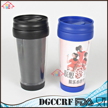 NBRSC Hot Cold Double walled plastic Vacuum Insulated tumblers, thermos auto travel mug , plastic thermal car mug