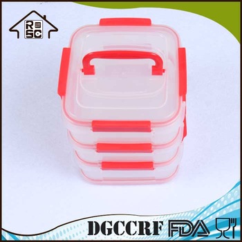 NBRSC Hot Products Custom Design Plastic Storage Container Set of 3pcs Stacker Lunch Box Storage Containers Bins