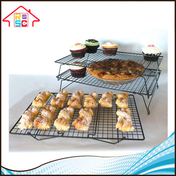 NBRSC Kitchen Bakeware Cheap 3 Tier Large Nonstick Stackable Coated Metal Wire Cake Bread Cookie Cooling Racks for Baking