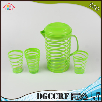 NBRSC Kitchen Home 4 pcs Plastic Drinking Water Cups with Teapot