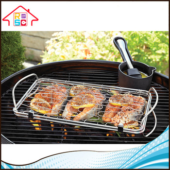 NBRSC Large Outdoor Grilling Vegetable Food Metal Wire BBQ Grill Fish Basket