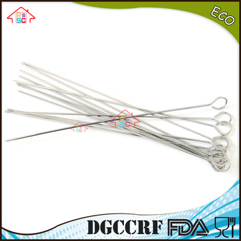NBRSC Long Flat Metal Chrome Plated BBQ Skewers, Grill / Barbecue Shish Kebab Kabob Skewers