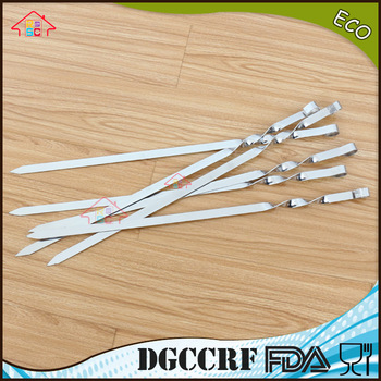 NBRSC New 10 pcs Stainless Steel BBQ Barbecue Cooking Kebab Flat Skewers Needle Forks