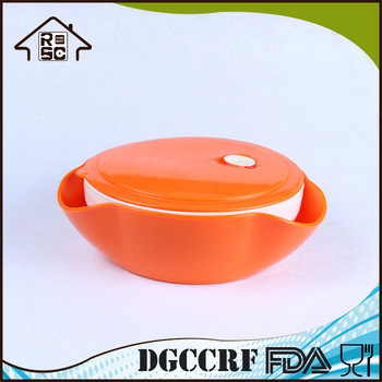 NBRSC Plastic Double Dish 3 Compartments Bowl With Lid
