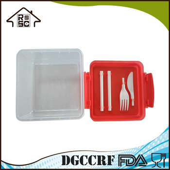 NBRSC Plastic Lunch Box Takeout containers With Lid Fork Kinfe