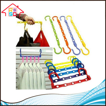 NBRSC Plastic Multi-functional Folding Clothes Hanger Hanging Device Closet Space Saver Set of 2