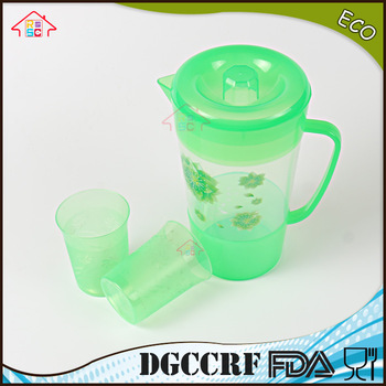 NBRSC Reusable PP Plastic Water Cup Teapot Set with Printing Set of 3