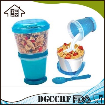 NBRSC SGS Certification Grain Reusable Plastic Cup Cereal To Go Milk Cereal Cup