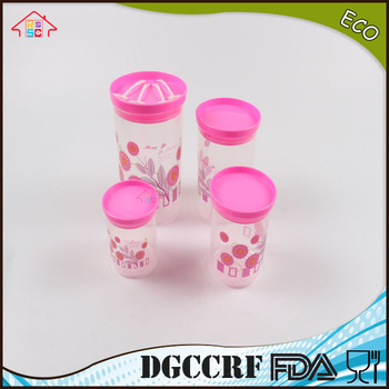 NBRSC Strict Quality Checked 4PCS Pop Round Canister Set Eco-friendly Food Garde Storage Container Set Plastic Storage Container