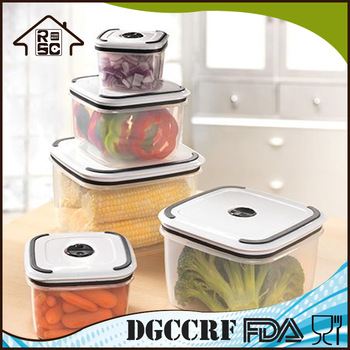 NBRSC Strict Quality Control Manufacturer Bin 5 Pc Vacuum Square Food Easy Find Lid Storage Containers Food Storage Container
