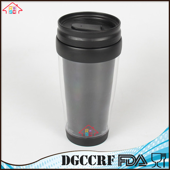 NBRSC plastic 400ml double wall tumbler with customized removeable insert paper car coffee mug with bounce lid