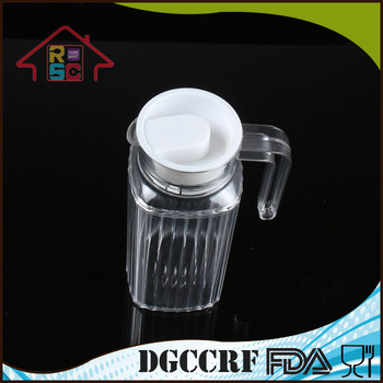 Plastic Jug With Lid For Water Juice Pouring, Plastic Pitcher With Strip Design