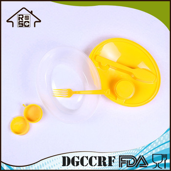 Plastic Lunch Box With Lid Fork Sauce Bottle