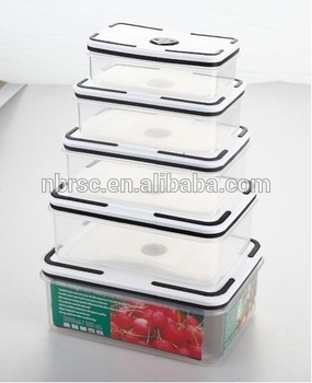Strict Quality Checked Fruit and Vegetable Plastic 5 Pc Vacuum Square Food Storage Containers Plastic Storage Container