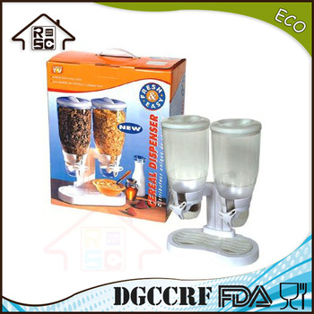 double cereal dispenser dry food storage container dispenser machine