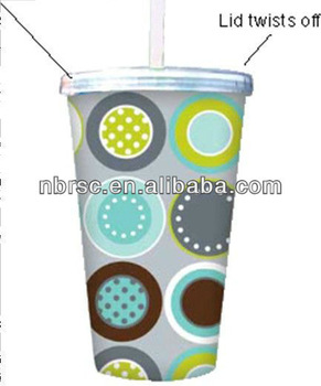 double wall arcylic Zebra/Pink Dots Tumbler